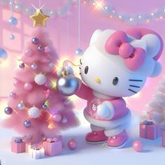 Kawaii Friends, Chivas Soccer, Cute Christmas Backgrounds, Hello Kitty Christmas Tree, Kitty Tattoos, 헬로키티 배경화면, Organizational Printables, Kitty Aesthetic