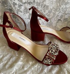 THIS LISTING IS FOR A US SIZE 9.5, IF, YOU NEED A DIFFERENT SIZE FOLLOW LINK: https://www.etsy.com/listing/1187507838/burgundy-thick-low-heels-bling-wedding? Beautiful wedding shoes for the Bride, or Mother of the Bride or Groom, and/or bridesmaids! Please buy color swatch if, you're matching your color to something, colors Online may vary due to lighting on different screen monitors.  Very comfortable Block low Heel 1 3/4" COLOR SWATCHES: www.etsy.com/listing/129787069/buy-color-swatch-samples- Burgundy Wedding Shoes, Shoes For The Bride, Bling Wedding Shoes, Boho Wedding Shoes, Heels Wedding Shoes, Red Wedding Shoes, Beautiful Wedding Shoes, Royal Blue Shoes, Wedding Shoes Low Heel