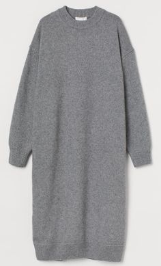 Relaxed Fit, Calf-Length Dress In A Fine-Knit Fabric With Wool Content; And With Dropped Shoulders, Long-Sleeves, Ribbing At Neckline, Ribbing At Cuffs , And Ribbing At Neckline.** Long Wool Dress, Shaping Swimsuit, Calf Length Dress, Outfit Formulas, Camo Shirts, Layering Outfits, Fit Dress, H M Dresses, Hm Dress