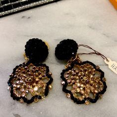 So So Gorgeous! These Earrings Are By The Design Studio Of Bellini At Formart, Nyc. These Were Part Of Our Vintage Collection That We Sold In Our Store That Catered To Red Carpet Events. They Have Been Stored Away And We Just Uncovered And Decided To Posh. Perfect Condition-Vintage ( 1980s-90s) Clip On Earrings Swarovski Austrian Crystals Vintage Box A Glamorous Evening Jeweled Clip-on Earrings, Glamorous Jeweled Clip-on Earrings For Evening, Jeweled Clip-on Earrings For Evening, Evening Earrings With Black Beads, Glamorous Black Evening Earrings, Glamorous Black Crystal Earrings With Rhinestones, Black Beaded Evening Earrings, Glamorous Black Crystal Rhinestone Earrings, Black Drop Clip-on Earrings For Evening