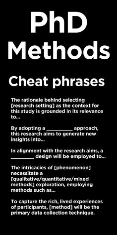 PhD methods cheat phrases Informative Essay, Writing A Research Proposal