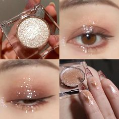 Color: Brown, White Gold Color Nude Eyeshadow Looks, Gloss Eyeshadow, Glitter Highlight, Bright Eyeshadow, Makeup Waterproof, Shimmer Makeup, Beauty Eyeshadow, Eye Brightener, Nude Eyeshadow