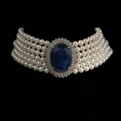 Lab-Grown Sapphire Choker 925 SS CZ New Jewelry Cultured Pearl Necklace For Her Pearl Necklace Designs, Feminine Fashion, Royal Jewelry