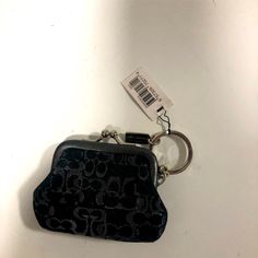 Coach Black And Silver Keychain. Silver Detail. Fabric With Shimmer Stitching. 4”L X2.5”H. New With Tags. Never Used. Keychain Aesthetic, Coin Purse Keychain, Purse Keychain, Coach Keychain, Anime Wall, Silver Keychain, Black Purse, Anime Wall Art, Coach Accessories