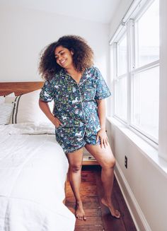 Unicorn's Garden Short Sleep Set - Indigo – PRINTFRESH Relaxed Fit Cotton Bedtime Shorts, Unicorn Print Cotton Sleepwear For Loungewear, Relaxed Fit Short Set With Short Sleeves For Lounging, Relaxed Fit Short Set For Lounging, Cotton Relaxed Fit Short Set For Bedtime, Comfortable Pjs, Short People, Sleep Set, How To Make Shorts