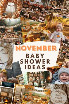 a collage of baby shower pictures with the text november baby shower ideas