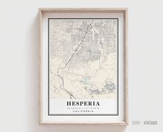 a framed map of hesperia, california