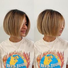 Rounded Blunt Toasted Blonde Bob Chin Length Cuts, Chin Length Haircuts, Stacked Haircuts, Edgy Hair, Blonde Bobs, Hair Color Ideas, Short Bob