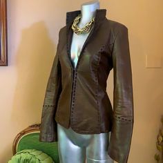 Butter Soft Brown Leather. Front Closure 3 Hook And Eye. By Gabrielle Strenesse. Gorgeous Details See Pics And Beautiful Chocolate Color. They Say Brown Is The New Black! Very Elegent And Stylish. Size Small In Excellent Condition. Beautiful Chocolate, Chocolate Color, Soft Brown, Italian Leather, New Black, Brown Leather, Butter, Jackets & Coats, Jackets For Women