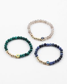 Stretch bracelet with natural stones and evil eye bead Stretch Bracelet, Bead Bracelet, Stretch Bracelets, Evil Eye, Natural Stones, Beaded Bracelets, Bracelet, Beads, Navy