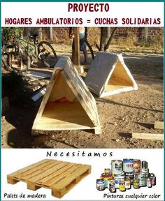 an advertisement for wood products in spanish with pictures of wooden structures and instructions to build them