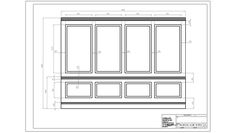 a drawing of the front and back side of a cabinet, with measurements for each section