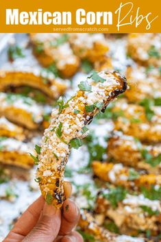 mexican corn fritos with cilantro and parsley on top