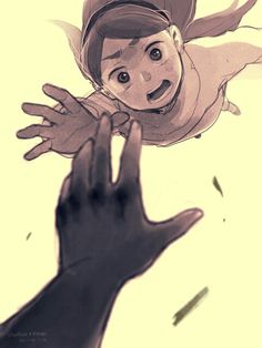 a drawing of a person reaching for something