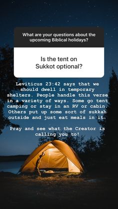 an image of a tent with the text what are your questions about the upcoming biblical holidays?