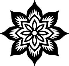 a black and white flower on a white background