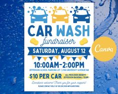 a car wash flyer with water drops on it