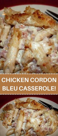 chicken cordon bleu casserole on a plate