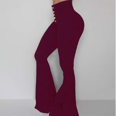 Material: Polyester Size: S, M, L, XL Color: Red Wine, Black, White Waistline: High Waist Decoration: None Pattern Type: Solid Pocket: Yes Fit Type: Bodycon Occasion: Daily, Casual, Summer Package Contents: 1* Pants, without Accessories. Elegant Work Wear, Flare Jeans Style, Half Sleeve Jumpsuit, Buckle Boot, Solid Color Jumpsuits, Cute Dress Outfits, Buckle Boots, Bell Bottom Pants, Denim Coat Jacket