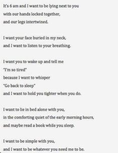 a poem written in black and white with the words, it's all i want to