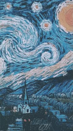 an artistic painting of the starry night