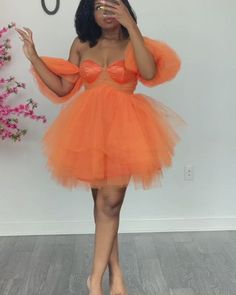 Custom made Ada dress 💕 – Oyemwen Fitted Orange Dress For Homecoming, Orange Tulle Dress For Party, Fitted Orange Homecoming Dress, Orange Tulle Party Dress, Tulle Mini Dress For Party, Party Tulle Mini Dress, Fitted Orange Tulle Dress, Orange Prom Dress For Spring, Tulle Mini Party Dress