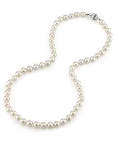 Discover the beauty and splendid glow of the famous Japanese Akoya pearls, carefully hand-picked by pearl experts and displayed on the finest quality double knotted silk thread. Our Japanese Akoya White Pearl Necklace features AA+ quality round pearls, measuring 6.5-7.0mm, providing high luster due to their thick, glossy nacre.     Customize your piece as desired by selecting your preferred pearl overtone, gold or sterling silver clasp and necklace length and treasure your new staple jewelry pie Pearl Rope, Choker Pearl, Akoya Pearl Necklace, Saltwater Pearls, White Pearl Necklace, Pearl Necklaces, Akoya Pearls, Pearl Gemstone, Silk Thread