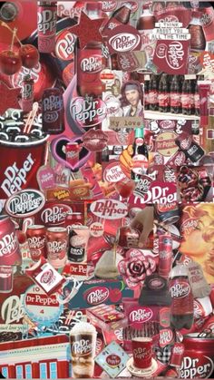 a collage of coca colas and other items