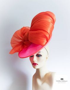 A Bright Pink and Orange Fascinator / Hatinator / Hat / Saucer - Etsy Orange Fascinators, Royal Blue Fascinator, Red Fascinator, Blue Fascinator, Fascinator Hats, African Wear, Blue Wool, Bright Pink, Fascinator