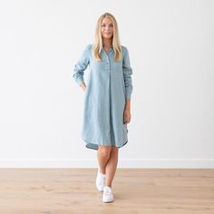 With a fluid, drapey silhouette and long sleeves, our Camilla linendress is versatile, comfortable and effortlessly stylish. Thanks to the understated gathered detailing to the cuffs and back, delicate buttons and two handy pockets, this linen dress works as beautifully on a summer picnic as in the office. Available in various colors. It is made-to-order item hand-made individually for you. Made from 100% European linen, highest quality. We would appreciate if you choose your size carefully and Shape Silhouette, Gingham Linen, Linen Tunic Dress, Summer Linen Dresses, Linen Clothing, Linen Shirt Dress, Summer Linen, Linen Tunic, Summer Picnic