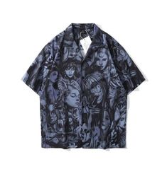 Buy harajuku blousers men gothic grunge vintage oversized short sleeve shirts chic print top streetwear  hip hop at rebelsmarket for . find more ,  and  products. enjoy ✓free shipping worldwide! ✓limited time sale ✓easy return. Goth Pattern, Trending Streetwear, Goth Bedroom, Alt Clothes, Shirt Prints, T Shirt Prints, Poker Face, Dress Work, Top Streetwear