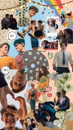 collage of photos with people and flowers on them, including an image of a man's face