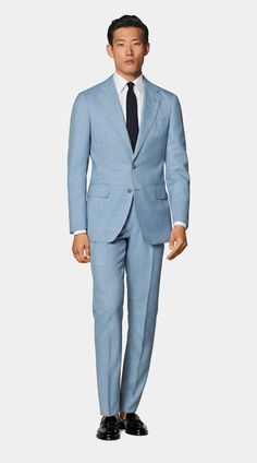 Light Blue Suits For Men, Light Blue Suits, Blue Suits For Men, Custom Tuxedo, Light Blue Suit, Suit Supply, Perfect White Shirt, Tuxedo Shoes, Tuxedo Accessories