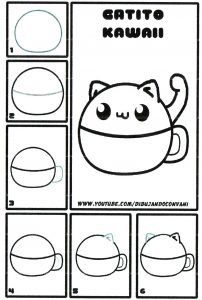 the instructions for how to draw a cute kawaia cat with different facial expressions