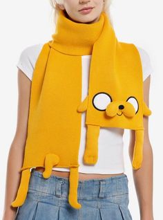 Hot Topic Accessories, Casual Yellow Winter Scarf, Casual Yellow Scarf For Winter, Adventure Time Costume Ideas, Adventure Time Stuff, Christmas Adventure Time, Rave Scarf, Adventure Time Merch, Adventure Time Clothes