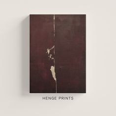 a book with the title'henge prints'written in white ink on a dark red background