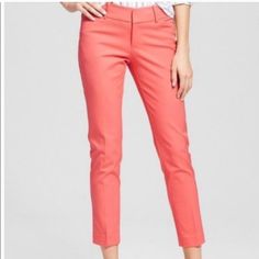 New Merona Coral Pants Modern Ankle Mid Rise Slim Hip & Thigh Spring Slim Fit Straight Pants, Cropped Leg Dress Pants For Spring, Spring Straight Leg Elastane Dress Pants, Summer Tapered Leg Elastane Pants, Summer Stretch Tapered Leg Pants, Spring Business Casual Slim Fit Bottoms, Stretch Trousers Capris For Work, Spring Stretch Dress Pants For Workwear, Spring Stretch Workwear Pants