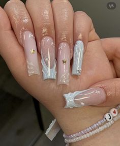 Coffin Mermaid Nails, Gel X Coffin Nail Designs, Mermaid Nails Square, Coffin Gel X Nail Designs, Square Nail Inspiration, Nails Inspiration Square, Unique Nails Designs, Nails With Different Designs, Nail Acrylic Ideas