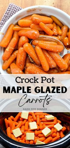 crock pot maple glazed carrots with text overlay