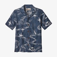 This season’s limited edition Pataloha® prints honor the Hawaiian principle of ka loa’a pono―harvesting with care and respect for land and sea. The shirt is made of soft and airy hemp/recycled polyester/ TENCEL® lyocell woven dobby fabric for a vintage effect. A true collector’s item with a more traditional fit  it has a turned-down collar  single left-chest pocket and polished coconut buttons on the front placket. The print is finely matched at the pocket and placket. Shirttail hem with side ve Hawaiian Printed Relaxed Fit Shirt, Unstructured Camp Collar Shirt For Vacation, Hawaiian Cotton Camp Shirt For Beach, Unstructured Cotton Camp Shirt For Vacation, Cotton Hawaiian Shirt With Camp Collar For Vacation, Hawaiian Cotton Shirt For Vacation, Cotton Beach Camp Shirt With Camp Collar, Cotton Hawaiian Shirt For Vacation, Cotton Camp Shirt With Camp Collar For Beach