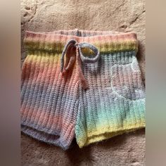 Hello Kitty Forever21 Pastel Rainbow Knit Shorts. Size Small. No Tags But Never Worn. Playful Fitted Shorts For Loungewear, Cute Fitted Purple Bottoms, Cute Multicolor Shorts For Loungewear, Cute Multicolor Bottoms For Loungewear, Hello Kitty Shorts, Knit Shorts, Shorts Athletic, Pastel Rainbow, Athletic Shorts