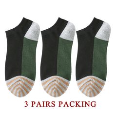 Best suited for a number of activities including sports, casual wear as well as travel, these versatile socks for men display an attractive striped pattern for added appeal. Soft and comfortable, they are fashioned from superior quality cotton that expertly absorbs moisture and sweat, leaving your feet dry for hours. Designed in a short ankle-length style, these breathable socks come in a lot of 3 pairs. Order them now!SpecificationsPieces: 3PCSSocks Tube Height: Low TubeOrigin: CN(Origin)Thickn Casual Striped Sports Socks, Cheap Men's Green Socks, Cheap Comfortable Men's Socks, Male Socks Sniff, Black Cotton Anti-odor Socks, Black Non-slip Socks For Sports, Green Non-slip Sports Socks, Running Socks, Socks For Men