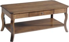 a wooden table with two drawers on one side and an open drawer on the other