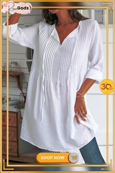 Casual Half Sleeve Blouse White Casual Blouse With 3/4 Sleeves, White Oversized Half-sleeve Blouse, White Relaxed Fit Top With 3/4 Sleeves, White 3/4 Sleeve Peasant Top For Spring, Casual White 3/4 Sleeve Peasant Top, Singapore Malaysia, Half Sleeve Shirts, Casual Tunics, Half Sleeve Blouse