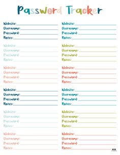 a printable travel checklist with the words,'passport tracker'in multicolors