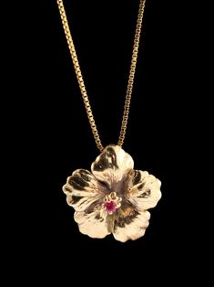 Hibiscus Necklace, Gold Flower Necklace, Hawaiian Flower, Hawaiian Jewelry, Jewelry Flower, Nail Jewelry