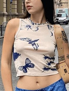 ⚡️Free Shipping 2022 Y2K Butterfly Print Crop Tank Top Beige S under $15.00 in Tops&Tees at AnotherChill.com Online. Style: Casual/Street/Vintage Y2K/Sweet. Color: Beige. Fabric Content: Polyester, Spandex. Fit Type: Slim fit. Neckline: Crew Neck. Sleeve Length: Sleeveless. Design: Featuring with multi butterfly print at front & back, pair these tanks with your midi skirt for a sweet look.. ✓2022 SUMMER OUTFITS. Check reviews and buy Y2K Butterfly Print Crop Tank Top today. Long Party Gowns, Egirl Clothes, Woman Vest, Y2k Butterfly, Evening Dresses Plus Size, Sweatpants Set, Crop Tank Top, Sleeveless Crop Top, Beachwear For Women