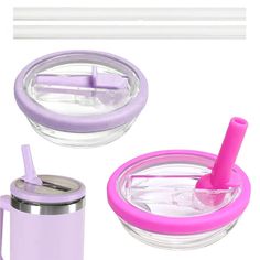 two cups with lids and spoons next to each other