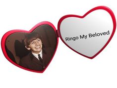 a heart shaped mirror with the words ring my beloved on it and an image of a smiling man