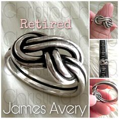 This Is A Wonderful And Very Rare James Avery True Love Double Knot Or Double Infinity Knot Ring. Great For The Collector! Super Rare Size 9! May Have Dings And Scratches But It Is Exactly As Pictured So If They Exist It’s Not Visible To The Naked Eye! Please See My Other Listings For More James Avery, Tiffany & Co., David Yurman, And Ippolita Jewelry Also. Ippolita Jewelry, Infinity Knot Ring, Double Infinity, James Avery Jewelry, Infinity Knot, Double Knot, Infinity Ring, James Avery, Knot Ring